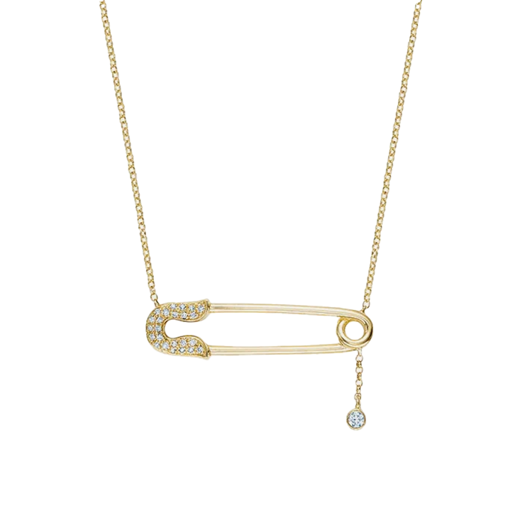 Diamond Safety Pin Pendant - Armans Fine Jewellery