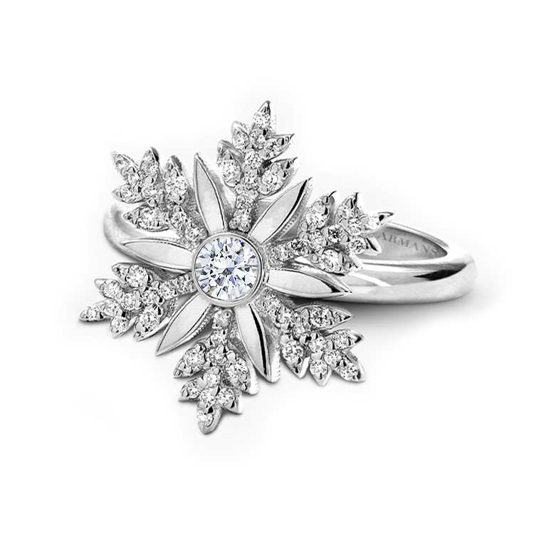 Snowflake diamond ring white gold discount