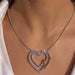 Double Diamond Heart Necklace With Custom Names