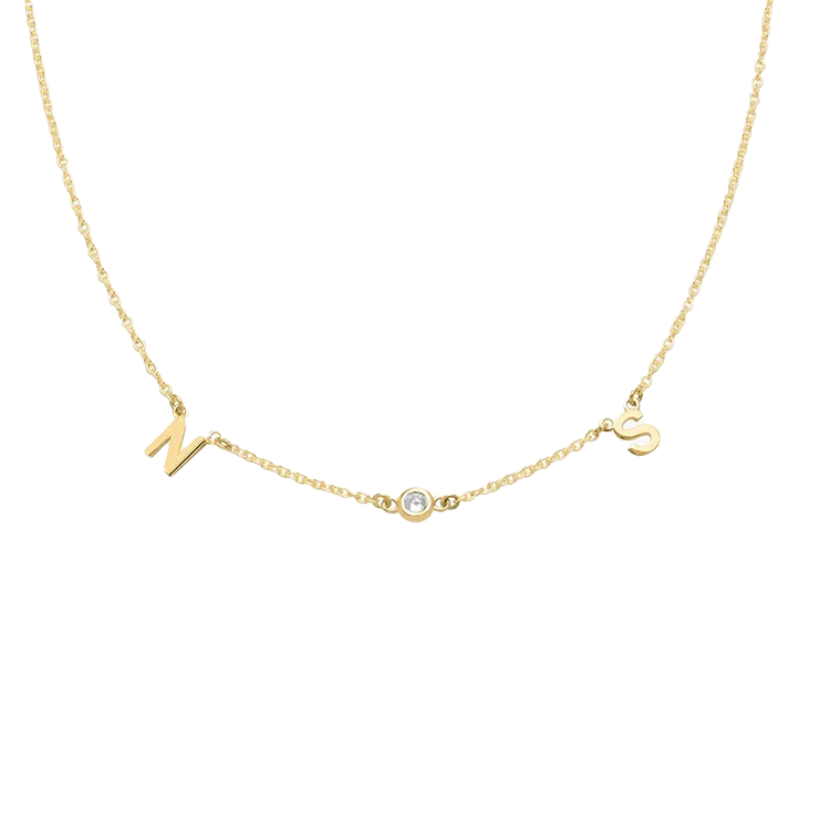 Double Initial Gemstone Necklace - Armans Fine Jewellery