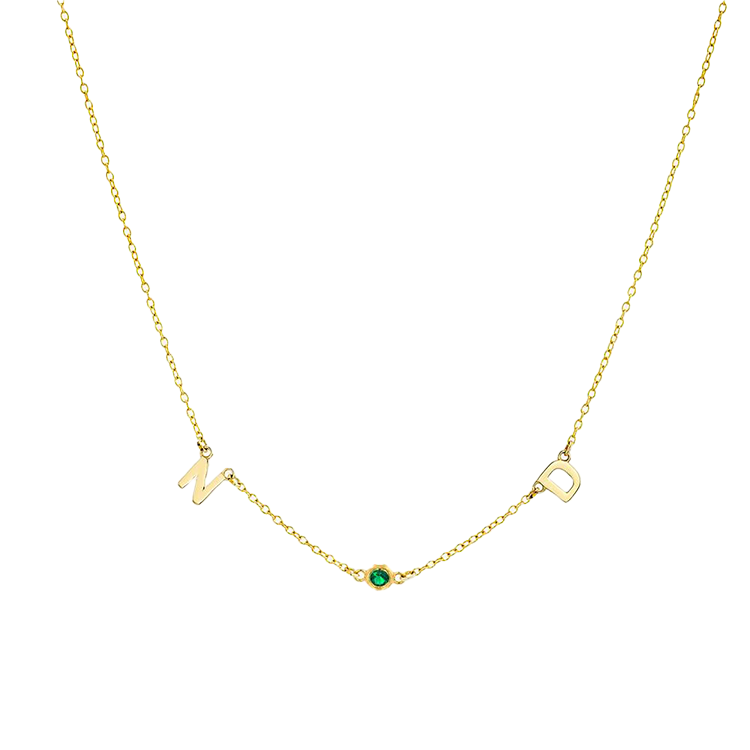 Double Initial Gemstone Necklace - Armans Fine Jewellery