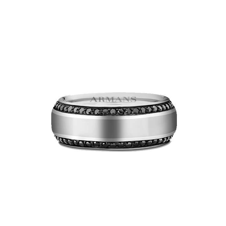 Double Row Black Diamond Edge Band - Armans Fine Jewellery