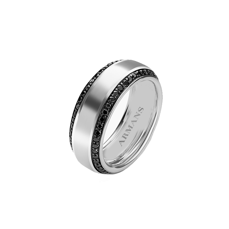 Double Row Black Diamond Edge Band - Armans Fine Jewellery