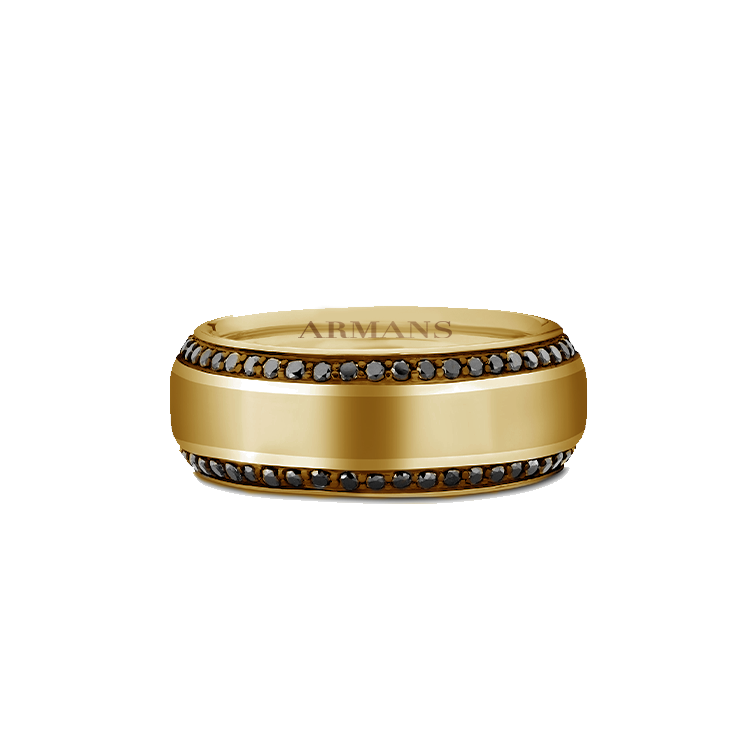 Double Row Black Diamond Edge Band - Armans Fine Jewellery