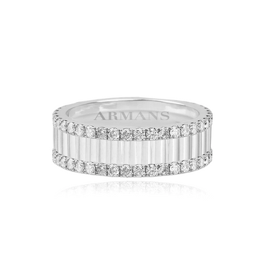 Double Row Pave Diamond Fluted Band - Armans Fine Jewellery