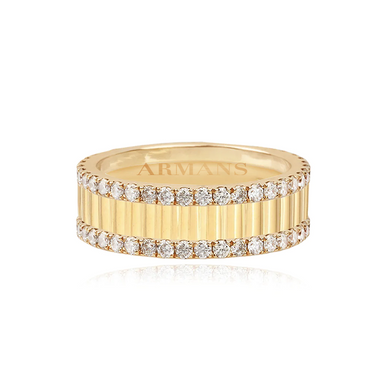 Double Row Pave Diamond Fluted Band - Armans Fine Jewellery