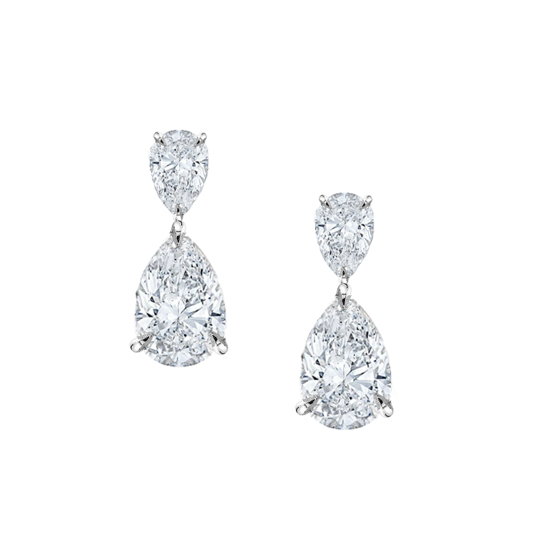 Double Pear Stud Drop Earrings