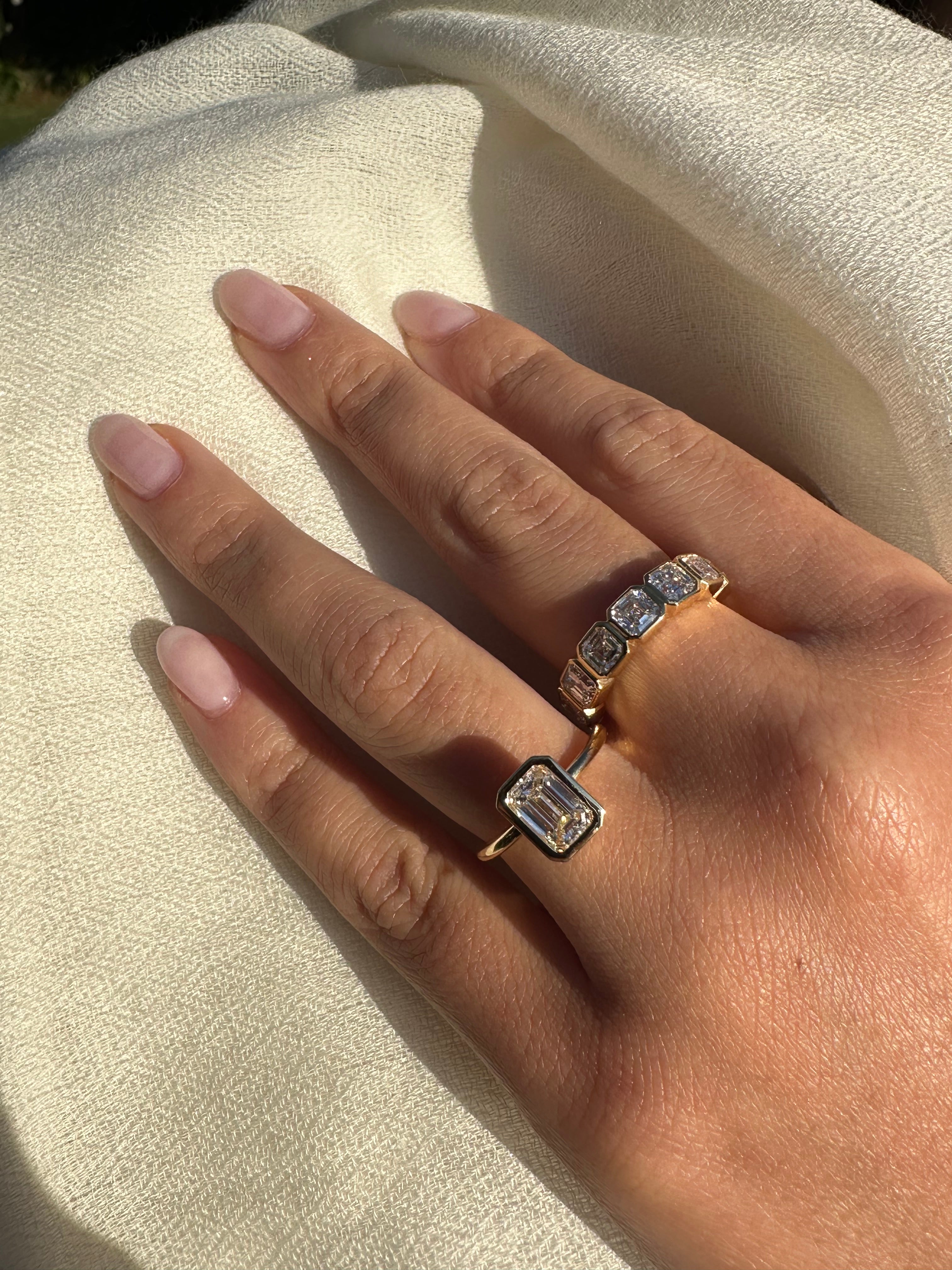 Bezel Set Emerald Engagement Ring - Armans Fine Jewellery