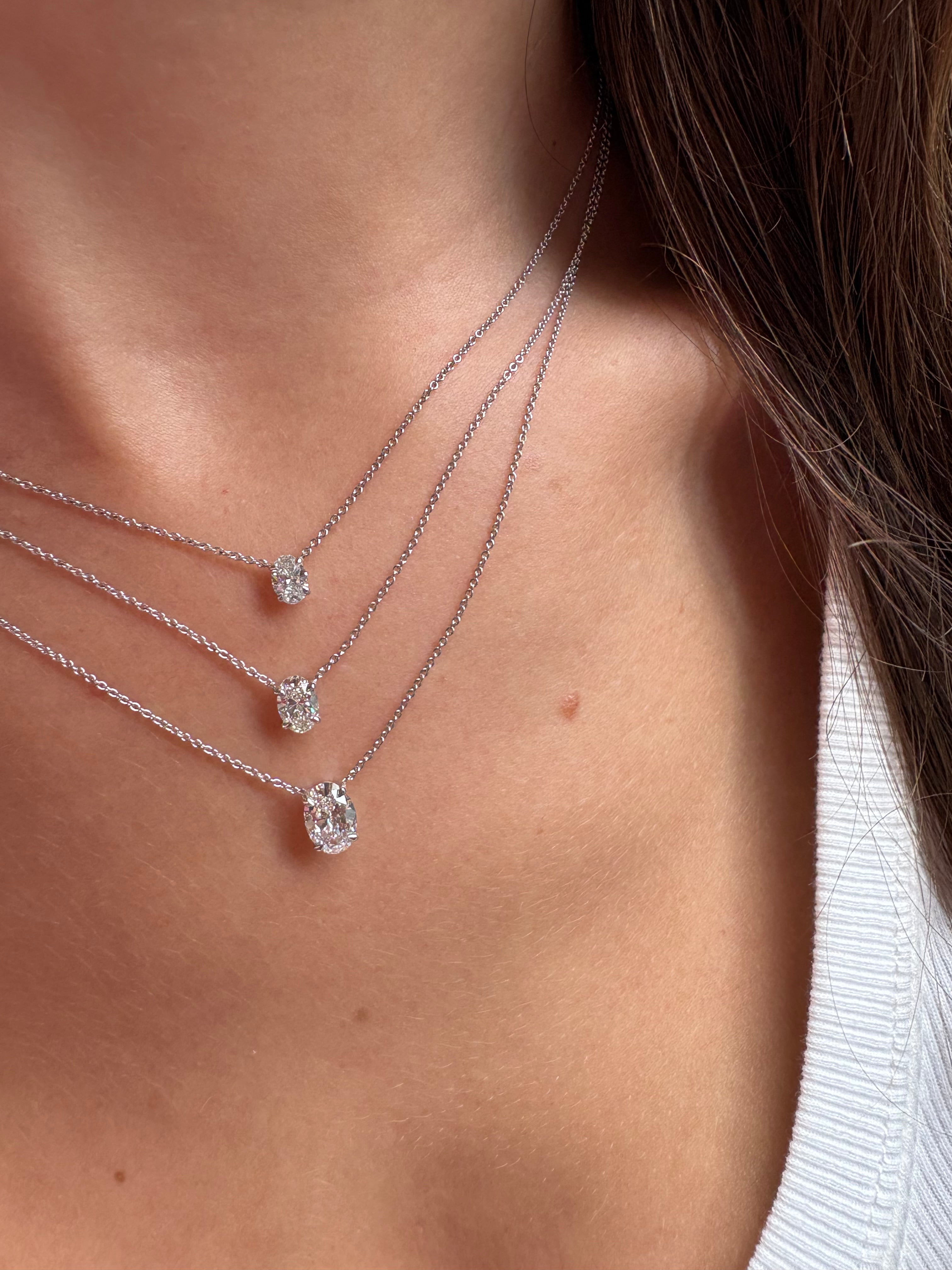 Oval Solitaire Diamond Pendant - Armans Fine Jewellery