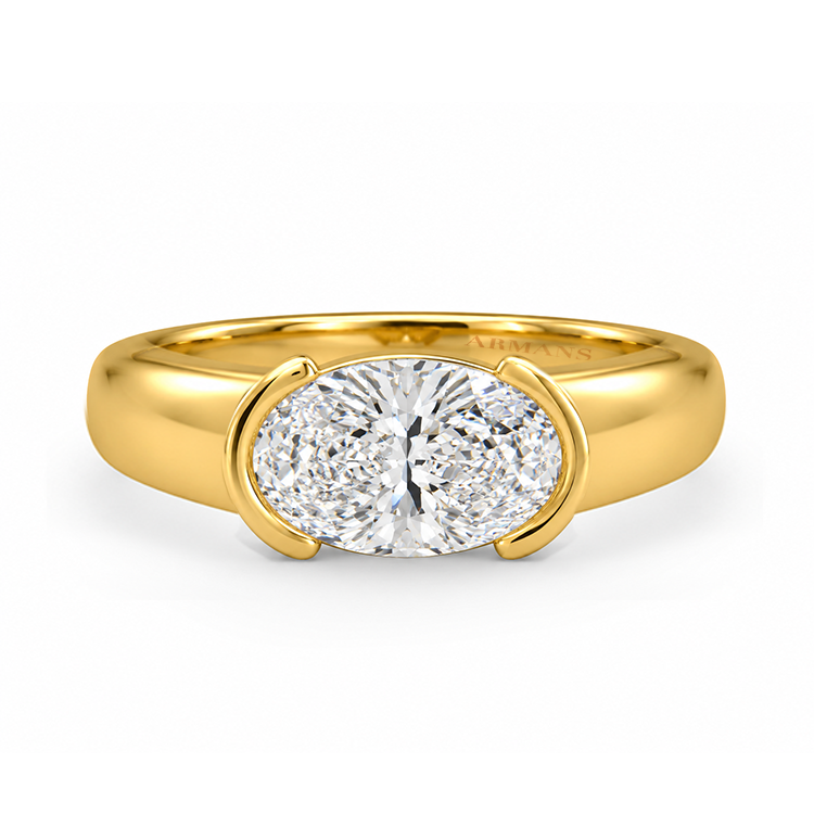 East West Oval Half Bezel Engagement Ring