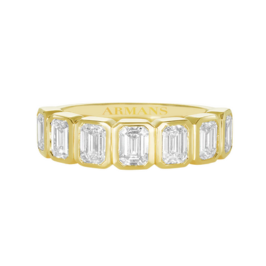 Emerald Bezel Set Half Wedding Band - Armans Fine Jewellery