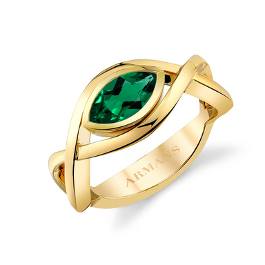 Green Emerald Evil Eye Intertwine Ring - Armans Fine Jewellery