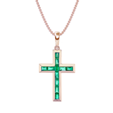 Emerald Green Cross Necklace - Armans Fine Jewellery