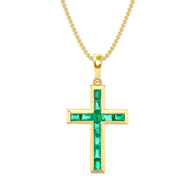 Emerald Green Cross Necklace - Armans Fine Jewellery