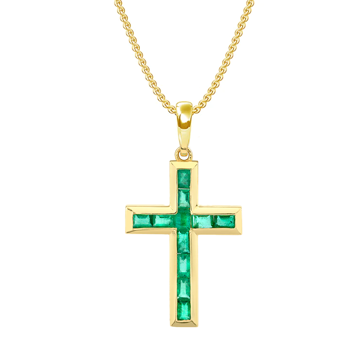 Emerald Green Cross Necklace - Armans Fine Jewellery
