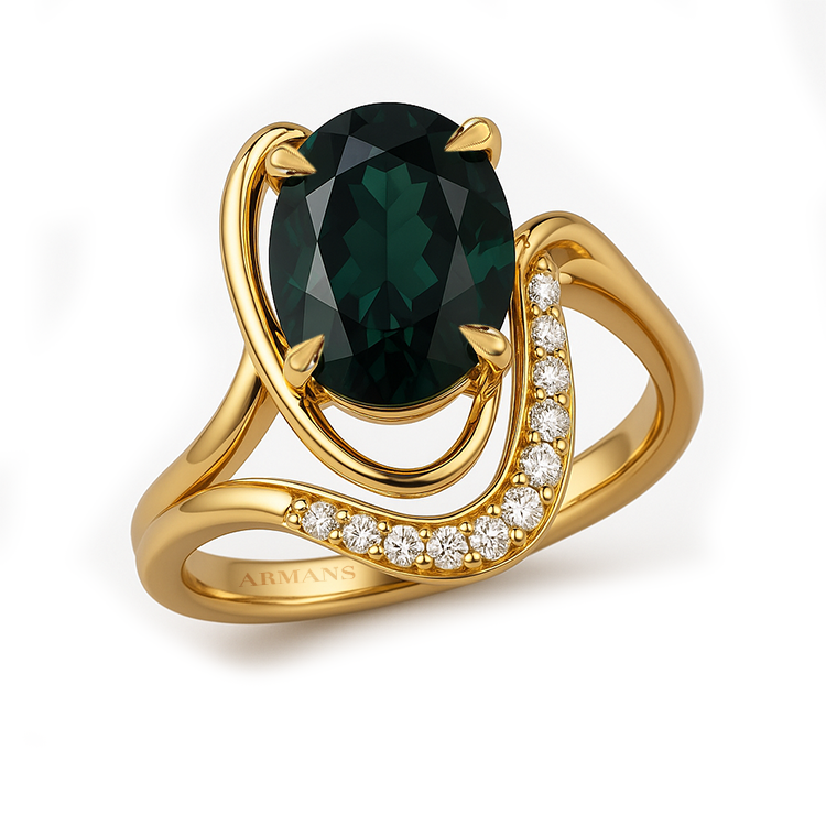 Emerald Wave Oval Engagement Ring - Armans Fine Jewellery