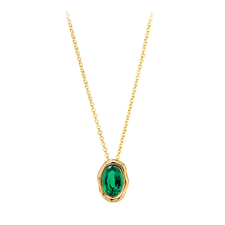 Gold Edge Lab Birthstone Necklace