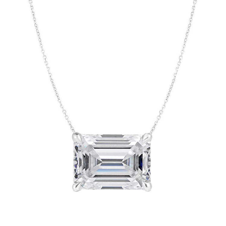 Emerald Solitaire East West Lab Grown Diamond Pendant