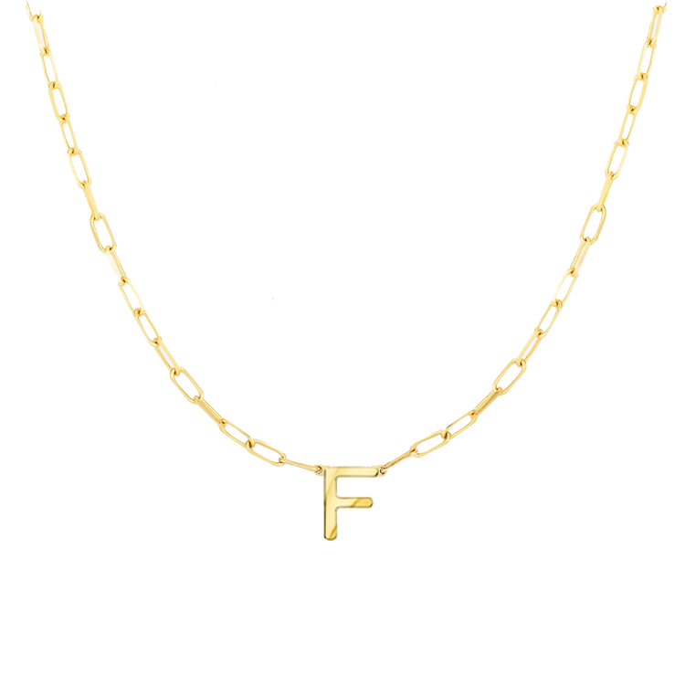 Block Letter Necklace with Paperclip Chain - Armans Fine Jewellery