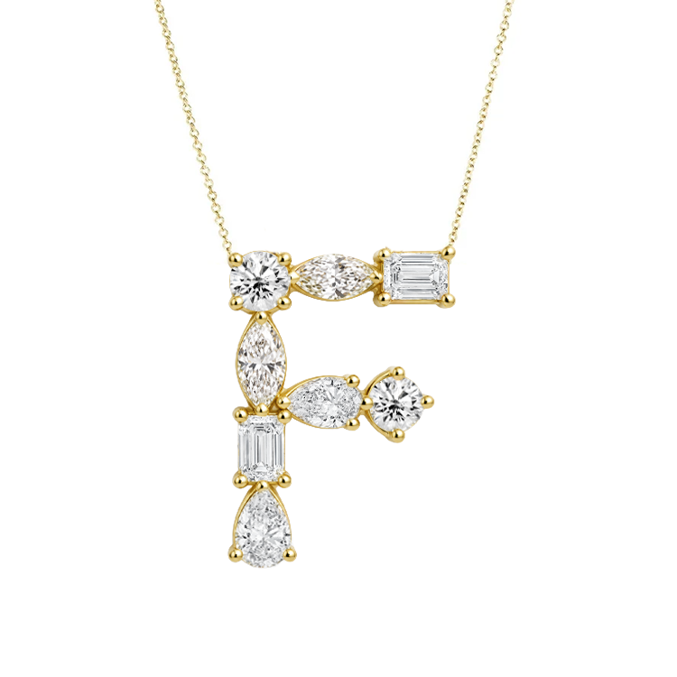 Multi Diamond Initial Necklace