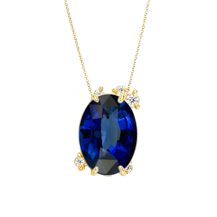 Fire Fly Oval Lab Grown Blue Sapphire Necklace - Armans Fine Jewellery