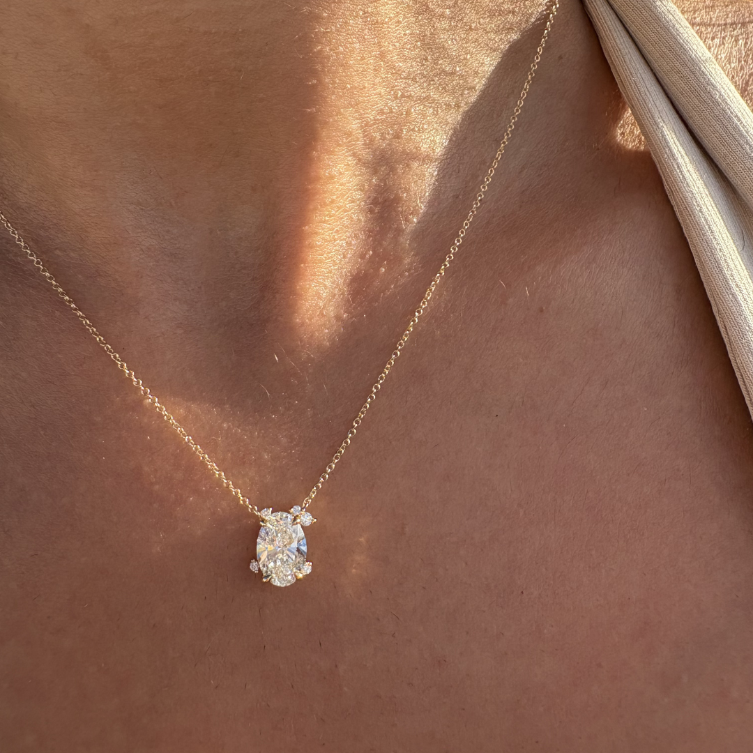 Fire Fly Oval Diamond Necklace