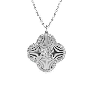 Fluted Diamond Clover Necklace - Armans Fine Jewellery