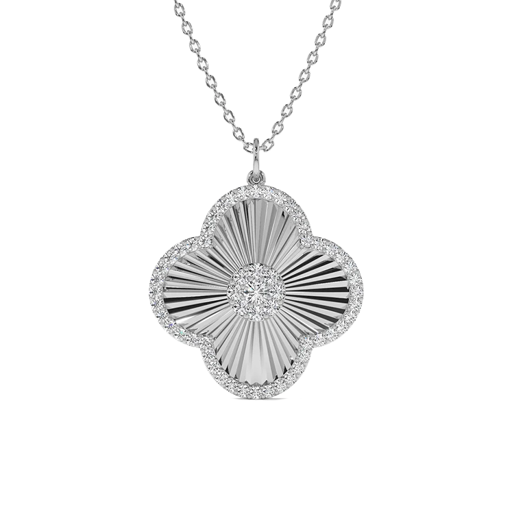 Fluted Diamond Clover Necklace - Armans Fine Jewellery