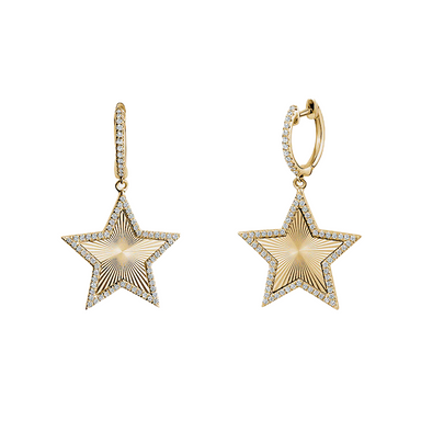 Fluted Diamond Star Huggies - Armans Fine Jewellery