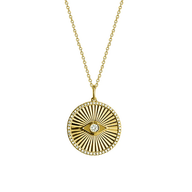 Fluted Evil Eye Disc Necklace - Armans Fine Jewellery