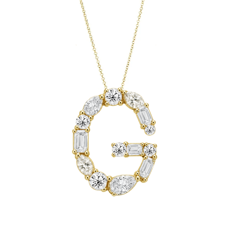 Multi Diamond Initial Necklace