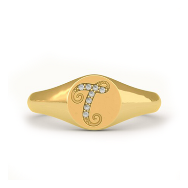 Gold Cursive Font Pinky Ring - Armans Fine Jewellery