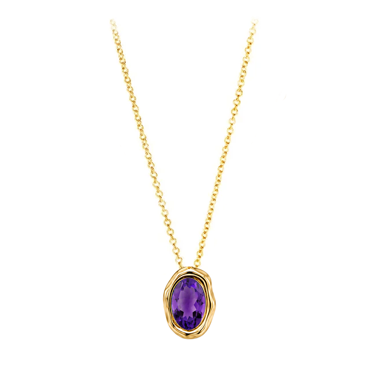 Gold Edge Lab Birthstone Necklace
