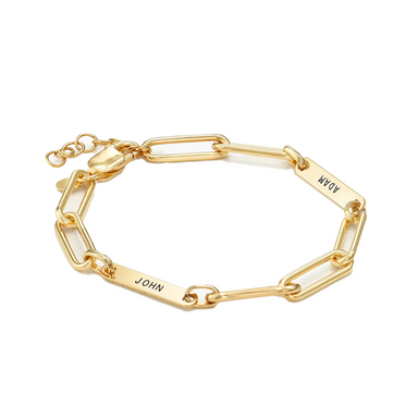 Gold Engraved Nameplate Paperclip Bracelet - Armans Fine Jewellery