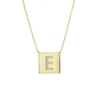Golden Square Diamond Initial Pendant - Armans Fine Jewellery