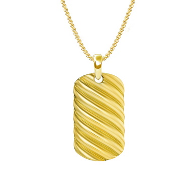 Golden Wave Dog Tag Necklace - Yellow Gold