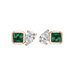 Green Emerald Asscher and Diamond Pear Studs - Armans Fine Jewellery