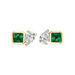 Green Emerald Asscher and Diamond Pear Studs - Armans Fine Jewellery
