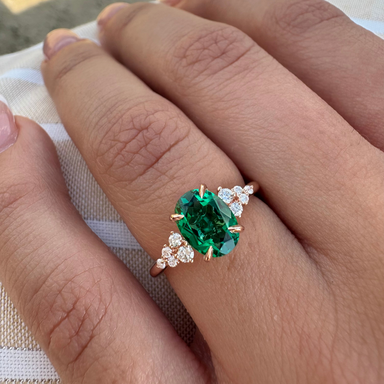 Green Emerald Aurora Engagement Ring - Armans Fine Jewellery