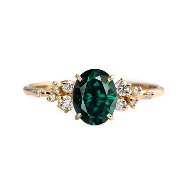 Green Emerald Aurora Lab Grown Engagement Ring - Armans Fine Jewellery