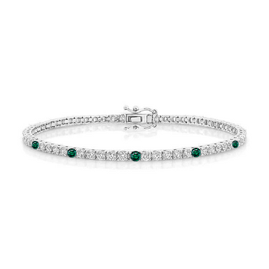 Green Emerald Diamond Tennis Bracelet - Armans Fine Jewellery