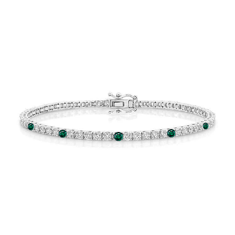 Green Emerald Diamond Tennis Bracelet - Armans Fine Jewellery