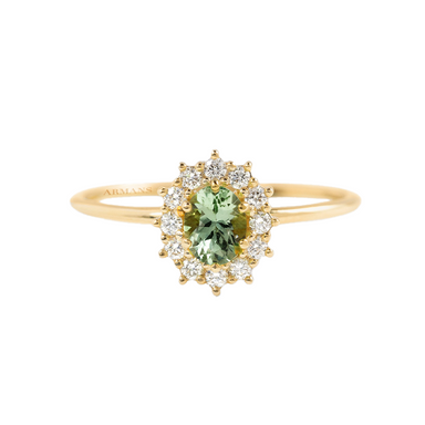 Green Tourmaline Lab Grown Diamond Engagement Ring - Armans Fine Jewellery