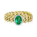 Green Emerald Oval Halo Chain Link Ring - Armans Fine Jewellery