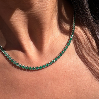 Green Emerald Tennis Necklace - Armans Fine Jewellery