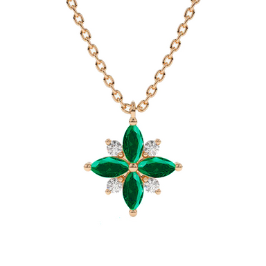 Green Emerald and Diamond Lotus Pendant - Armans Fine Jewellery