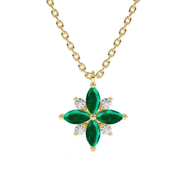 Green Emerald and Diamond Lotus Pendant - Armans Fine Jewellery