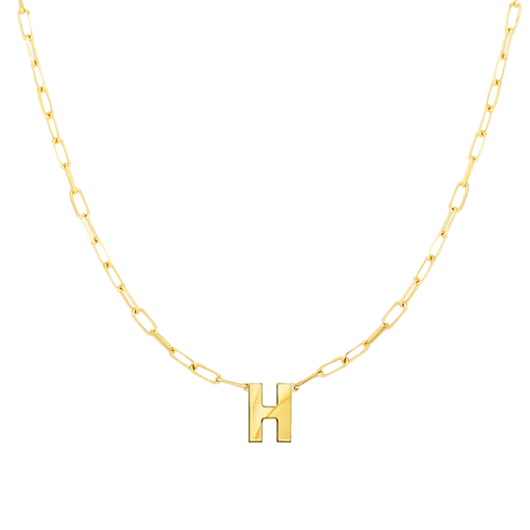 Block Letter Necklace with Paperclip Chain - Armans Fine Jewellery