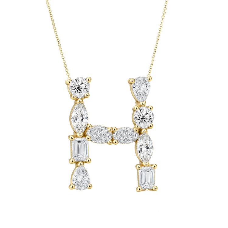 Multi Diamond Initial Necklace