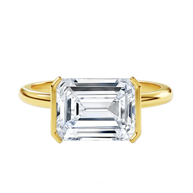 Half Bezel Seraphina Emerald Engagement Ring - Armans Fine Jewellery